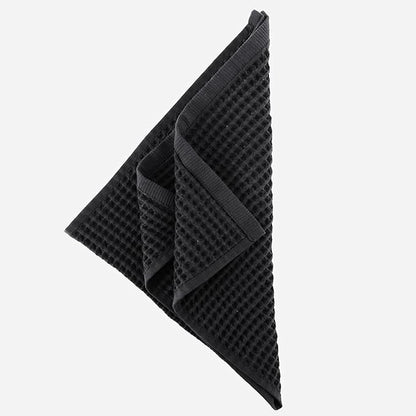 PÜSKÜL Organic Waffle Kitchen Towel 100% Turkish Cotton Set of 3 Dark Gray - Premium Quality, Soft, Quick-Dry, Absorbent, Lint-Free Hand Towels 32X16 Inches (3, Dark Gray)