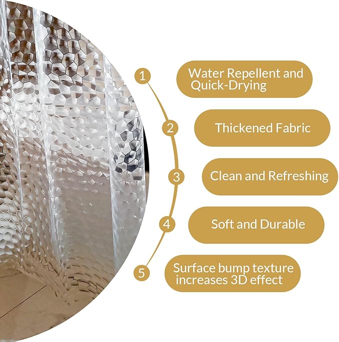 NTBAY EVA Clear Shower Curtain with Water Cube, Water-Repellent Liner with 3 Magnets for Bathroom, 36x72 Inches