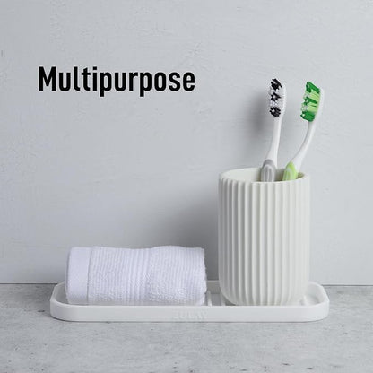 Zulay Kitchen (9x3.5) Silicone Sponge Holder for Kitchen Sink - Flexible Multipurpose Soap Tray - Sink Organizer for Kitchen, Bathroom, Makeup, Trinkets & More (White)