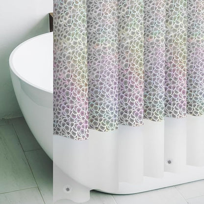 Ga-Geetopia Holographic 3D EVA Shower Curtain Liner Circle, 72x72 Premium Medium Weight Clear Plastic Bathroom Shower Curtain with Rustproof Metal Grommets for Shower Stall, Bathtubs