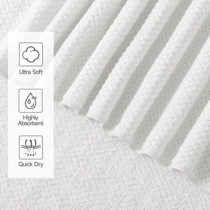 REDKISS 4 Pack Premium Bath Towels, Plush Coral Fleece Towels for Bathroom, Extra Large Bath Towels Set of 4 (35 x 70 in), Super Soft Highly Absorbent Shower Towels for Spa, Gym, Travel, White