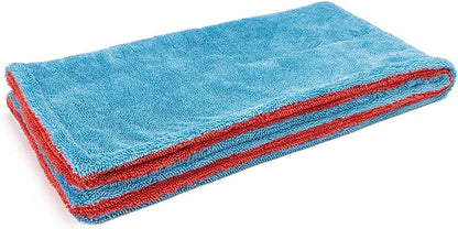 Autofiber Dreadnought Max Triple Layer Microfiber Car Drying Towel, Twist Pile, 1400GSM - 1 Pack, Blue/Red (20 inch x 40 inch)