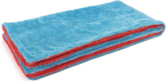 Autofiber Dreadnought Max Triple Layer Microfiber Car Drying Towel, Twist Pile, 1400GSM - 1 Pack, Blue/Red (20 inch x 40 inch)