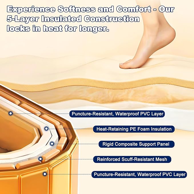 Portable Bathtub for Adult 47" Large Collapsible Cold Plunge Bathtub Foldable No Installation Ice Bath Tub for Shower Stall, Bathroom Hot SPA Soaking Standing Tub