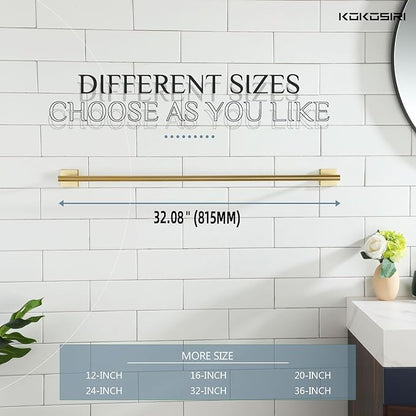 KOKOSIRI Bathroom Towel Bar 32'' Towel Holder for Bath Kitchen Cabinet Towel Rails 32 Inch Brushed Gold Stainless Steel B4005BG-L32