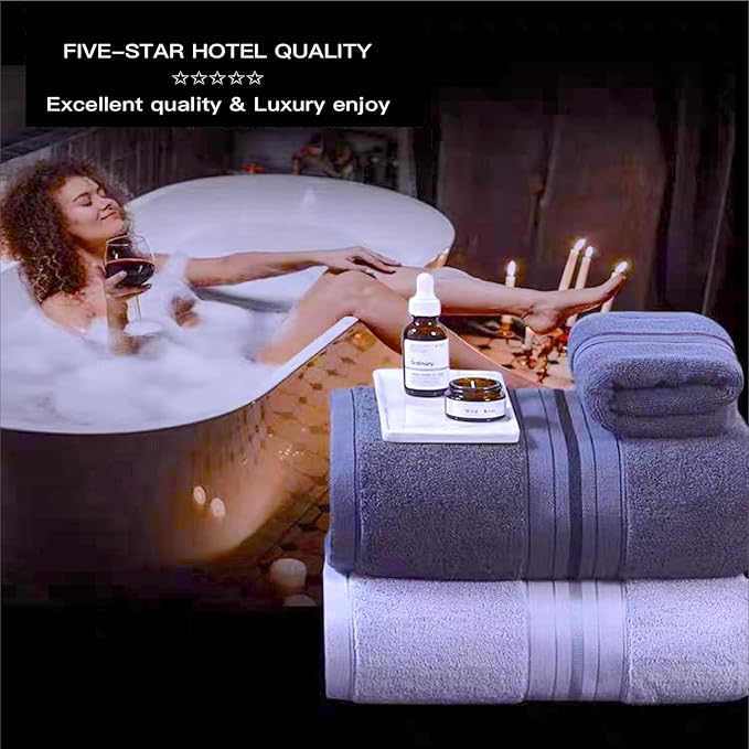 Bath Sheet,Oversized Bath Towel,Beach Towel, 40x73 inches, Extra Large,100% Luxury Cotton, Super Soft & Absorbent (White, Extral Large)