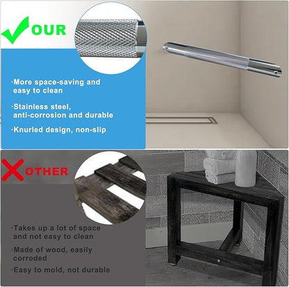 Shower Foot Rest for Shaving Legs Shower Foot Stool- Wall Mounted Bathtub Foot Rest Stainless Steel Foot Rset Bar (Polished Chrome)