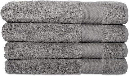 Hencely Premium Bath Towel Set of 4-28x58 Inches - High Absorbency, Quick Drying - 100% Soft Turkish Cotton Towels - Ideal for Home, Bathroom, Hotel, Spa, and Gym - Gray
