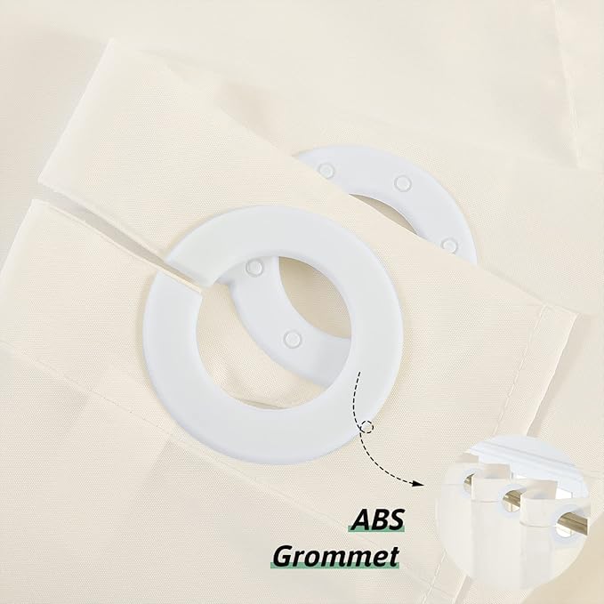 Furlinic No Hook Beige Shower Curtain,Polyester Fabric Bathroom Curtains with 10 Split Grommets,Waterproof & Machine Washable,Standard Size,72x72 Inch