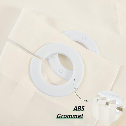 Furlinic No Hook Extra Long Shower Curtain 84 Length,Soft Fabric Bathroom Curtain with 10 Plastic Split Grommets,Waterproof & Machine Washable,Modern Hotel Style,Beige,72x84 Inch