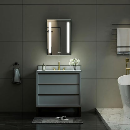 WELLFOR 20" X 30" LED Medicine Cabinet with Mirror, Single Right Opening Door, Recessed or Surface Cabinet Mirror, Bathroom Mirror Cabinet, Medicine Cabinet with Lights with Outlets & USB Ports