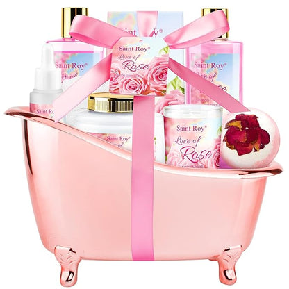 Bath Kit Christmas Gifts for Women, Spa Gifts bath Gift for Her Rose Mother Gift, Bath Set for Women, Luxury Home Spa bath and body Gift Basket, Bridal shower gift basket