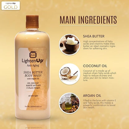 Omic LightenUp Anti-Aging Body Wash - 33.8 fl oz / 1000ml - Formulated to Bright and Soften Skin, with Argan Oil and Shea Butter
