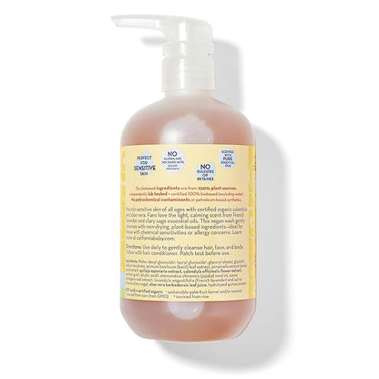 California Baby Calendula Baby Shampoo + Baby Wash | 100% Plant-Based | Soothing Lavender Body Wash | Sensitive Skin | Hypoallergenic | 19 oz (2-Pack)