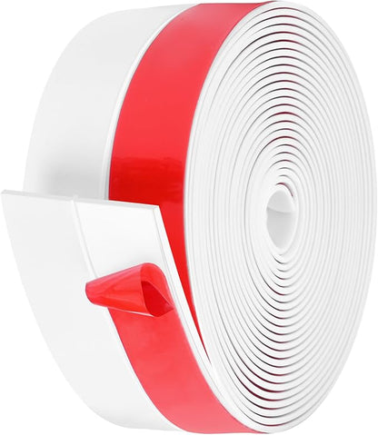 MYFAMIREA Door Weather Stripping 2IN (W) x 40FT (L) Door Draft Stopper Seal Tape Silicone Seal Strip Self Adhesive Shower Sweep Insulation Tape Side Bottom Strip for Sliding Glass Window Gap, White