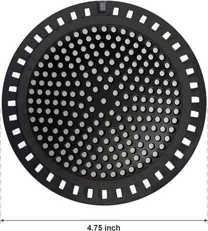 2PCS Shower Hair Drain Catcher/Strainer/Cover/Filter/Trap, Hair Stopper Floor Drain, Stainless Steel with Silicone Edge Drain Protector, Black, 4.75 Inch Diameter