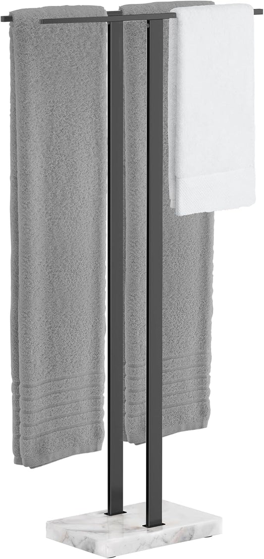 KES Standing Towel Rack, 37" H (Equal Height) Towel Rack Stand with Marble Base, Free Standing Towel Racks for Bathroom Floor, 18/8 Stainless Steel Matte Black, BTH229-BK