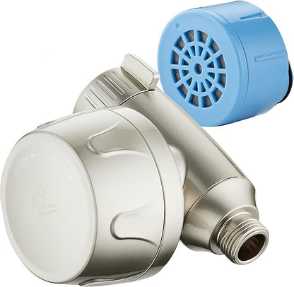 AquaCare Skin & Hair - World's Only Universal Shower Water Filter for All Shower Head Types with ON/OFF Filtration Modes, Instant Cartridge Reload & Stay-Clean American KDF Cartridge, Satin Nickel
