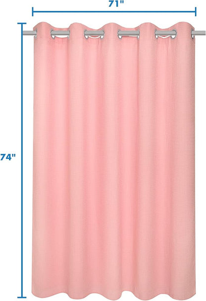 River Dream Hotel Grade No Hooks Needed Shower Curtain with Snap in Liner,Water Repellent, Machine Washable (Pink, 71"x74"(W/Liner))