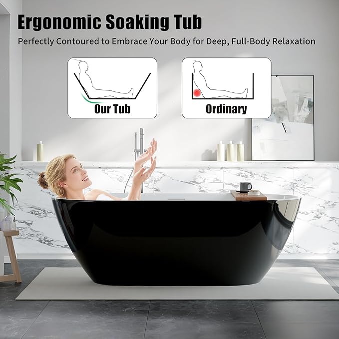 Freestanding Bathtub 67 Inch Acrylic Soaking Tub – Extra Large Free Standing Bath Tub with Integrated Overflow & Extendable Drain, Freestanding Bathtub Soaking Extra Large for Elegant Bathroom Design