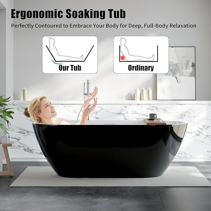 Freestanding Bathtub 67 Inch Acrylic Soaking Tub – Extra Large Free Standing Bath Tub with Integrated Overflow & Extendable Drain, Freestanding Bathtub Soaking Extra Large for Elegant Bathroom Design