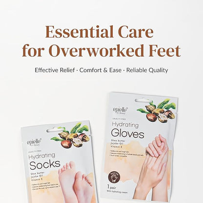 Epielle Hydrating Foot Mask 6 Pairs, Relieve and Soften with Shea Butter & Jojoba Oil, Deep Moisturizing Socks for Dry, Cracked Feet, Self Care Gifts for Women, Spa Kit, Stocking Stuffers