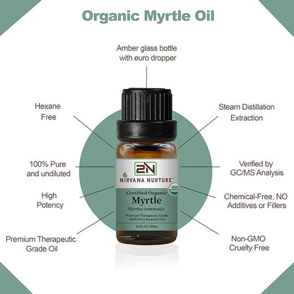 Myrtle Essential Oil USDA Certified Organic, 100% Pure Natural Premium Grade, Undiluted