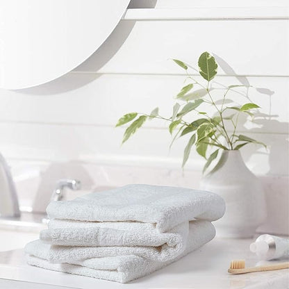 BIOLINEN Cotton Salon Towels Set - White 15"x25" Pack of 24 Ultra Soft 100% Cotton Gym Towel Hand Towel White Daily Usage Maximum Softness and High Absorbency for Home & Spa Easy Care