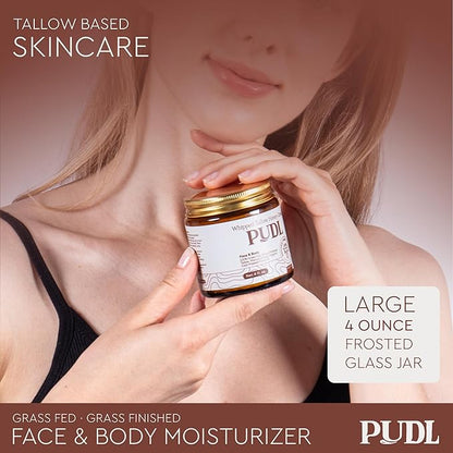 PUDL Grass Fed Beef Tallow for Skin Care with Manuka Honey, Organic Olive Oil and Jojoba Oil – Whipped Lotion Balm Anti-Aging Moisturizer Deeply Nourishing for Sensitive Skin Face & Body