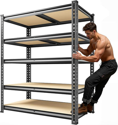 72.1" H Garage Shelving 2030LBS Garage Storage Shelves, 5 Tier Adjustable Metal Shelving, Storage Shelves for Storage, Basement, Warehouse, Pantry, Kitchen, 35.5" W x 15.7" D x 72.1" H, Black