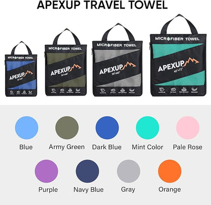 APEXUP Microfiber Travel Towel, Ultra Absorbent Quick Dry Towels, Lightweight Gym Sports Camping Towel for Workout, Yoga, Beach, Shower, Swimming (24"×12", Dark Blue)