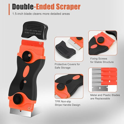 Caulking Tool Kit, Matework Stainless Steel Caulk Remover Caulking Tool Set with Cut Resistant Gloves, Scraper, Silicone Caulking Tools, 4 in 1 Caulking Finishing Tool for Bathroom Kitchen Living Room