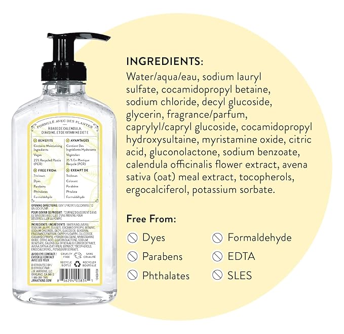 J.R. Watkins Gel Hand Soap, 3 Pack of 11 Fl Oz, Lemon