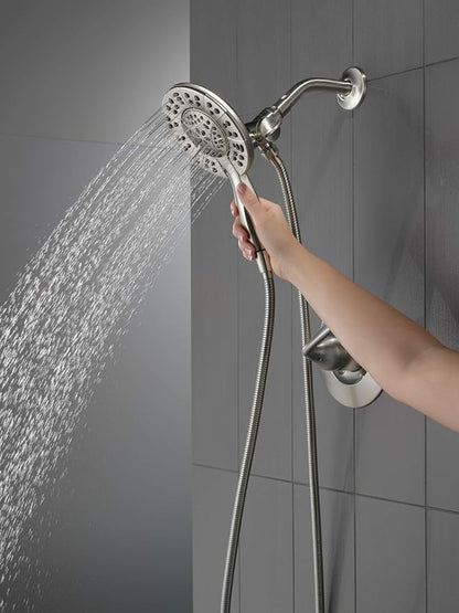 Delta Arvo 14 Series Brushed Nickel Shower Faucet Set with In2ition 2-in-1 Dual Shower Head with HandHeld Spray Combo, Valve Trim Kit, SpotShield Stainless 142840-SP-I (Valve Included)