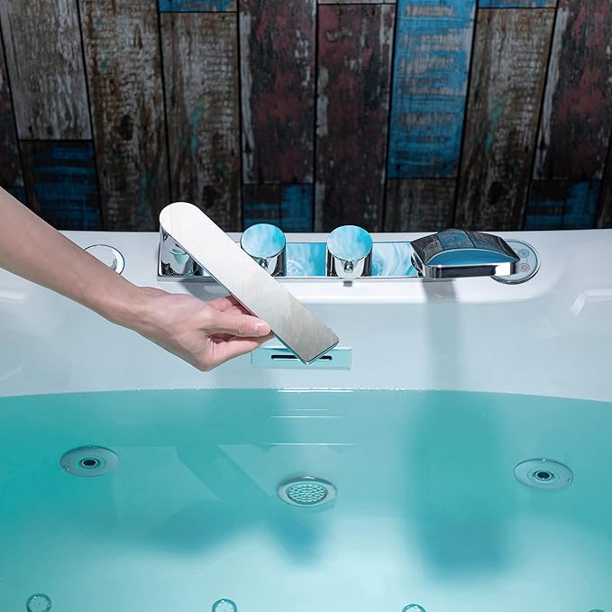 WOODBRIDGE 72" x 35-3/8" Whirlpool Water Jetted and Air Bubble Freestanding Heated Soaking Combination Bathtub wirh LED control panel and Faucet, BJ400+F0041CH