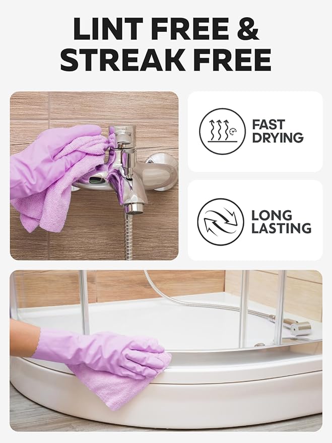 Fantasticlean Microfiber Cleaning Cloth Roll -75 pack, Tear Away Microfiber Towels, 12" x 12", Reusable, Washable, Scratch Free, Ultra Absorbent Dishcloth for Home Supplies, Car, Pet, Kitchen (Purple)