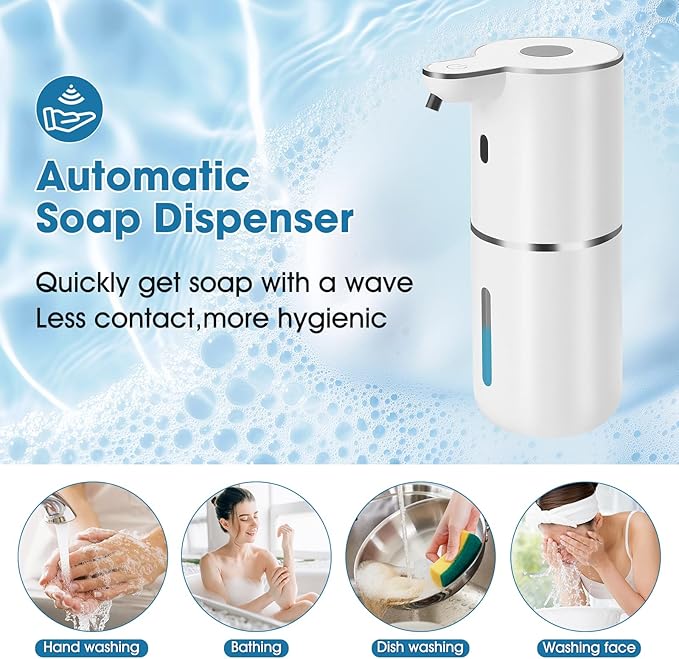 2 Pack Automatic Soap Dispenser,Upgraded 2025 Automatic Liquid Soap Dispenser Touchless,12.8oz USB Rechargeabled Wall Mounted Smart Soap Dispensers for Bathroom Kitchen(White,P18)