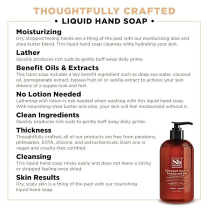 Soapbox Liquid Hand Soap Refill, Coconut Milk & Sandalwood, Vegan, Paraben Free, Moisturizing, Natural Hand Wash for Kitchen and Bathroom, 64oz Half Gallon Refill (Pack of 1)
