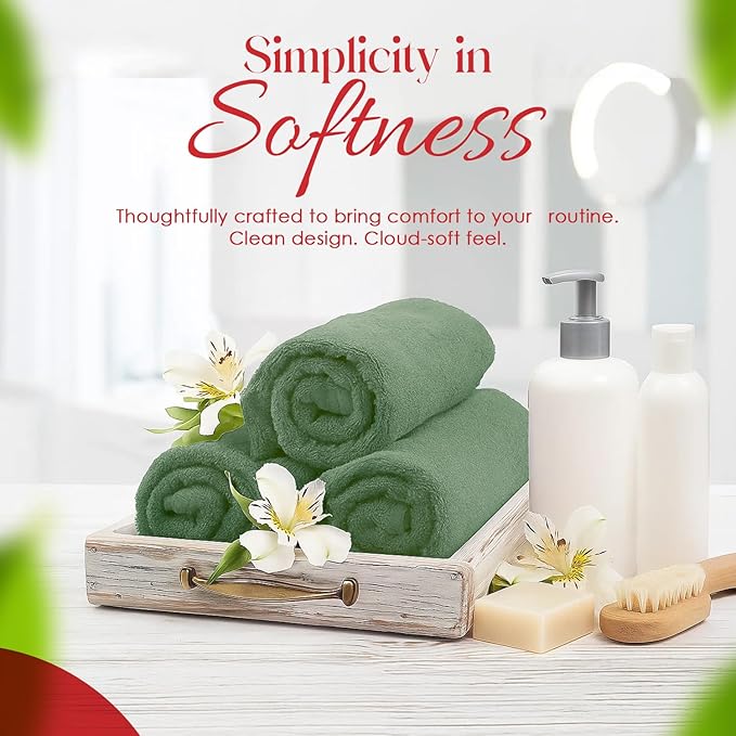 RIVERSIDE 12 Pack Premium 100% Cotton Face Washcloths, 550 GSM, 12 x 12 Inches, Soft, Absorbent Towels for Body & Shower, Bathroom Wash Clothes, Durable Face Towels Set for Spa, Gym, Sage Green