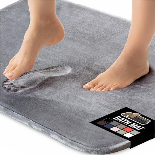 GORILLA GRIP Memory Foam Bath Rugs, Soft Absorbent Velvet Bathroom Mats, Durable Dots on Underside, Machine Washable Bathmat, Carpet Rug Room Decor for Shower Floor, 48x24 Mat, Graphite Gray