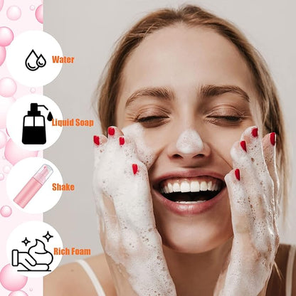 2 Oz Empty Foam Pump Bottle (12PCS) Travel Foaming Soap Dispenser for Hand Soap, Lash Shampoo Cleanser (Pink)