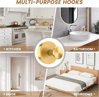 BKV Suction Cup Hooks for Glass Window,Removable Shower Hooks for Inside Shower,Metal Towel Hooks for Bathrooms,2 Pack(Gold)