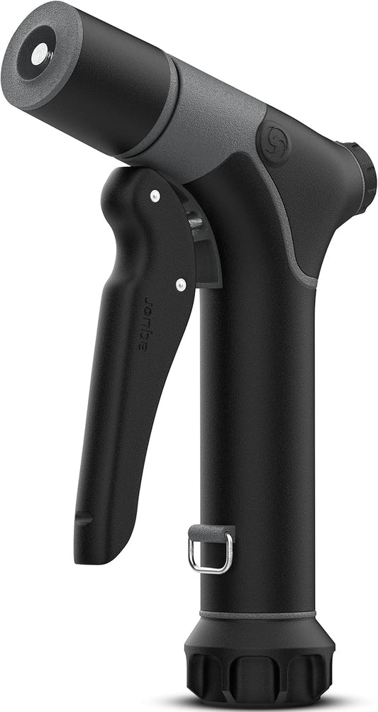 Aquor Utility Spray Nozzle – Heavy-Duty Garden Hose Nozzle with Dual Flow Control, Adjustable Jet to Cone Spray, Water Hose Sprayer for Lawn, Car Wash, Dog Wash, Cleaning, and Gardening – Jet Black