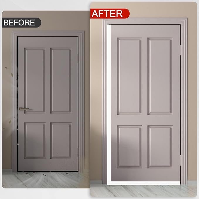 MYFAMIREA Door Weather Stripping 2IN (W) x 40FT (L) Door Draft Stopper Seal Tape Silicone Seal Strip Self Adhesive Shower Sweep Insulation Tape Side Bottom Strip for Sliding Glass Window Gap, White