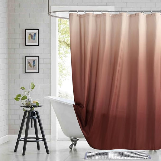 Long Fabric Shower Curtain, Burgundy Ombre Microfiber Cloth Shower Curtains for Bathroom, Modern Waterproof Bathroom Curtains, 62" W x 78" H