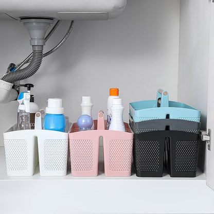 rejomiik Portable Shower Caddy Basket Plastic Cleaning Caddy Organizer Storage Tote with Handle for Bathroom, College, Dorm Room Essentials, Grey