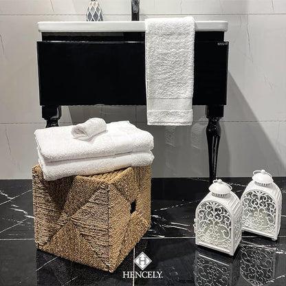 Hencely Luxury Hand Towel - Set of 2 (16x28 Inches) - Soft Turkish Cotton, Absorbent, Quick-Drying Face, Body, Kitchen, and Bathroom Towel (Hand Towels 2 Pack, White)