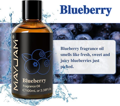 MAYJAM 100ML/3.38FL.OZ Blueberry Fragrance Oils with Glass Dropper, Essential Oils for Diffusers for Home, Long Lasting Scented Oils for Diffusers Soap Candle Making