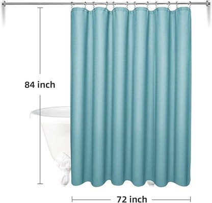 LaCyan 3 in 1 Waterproof Waffle Weave Shower Curtain and Clear Liner Set with 12 Stainless Steel Hooks Double Sided for Bathroom 72 Inches Heavy Duty Polyester Fabric Shower Curtains 72x84
