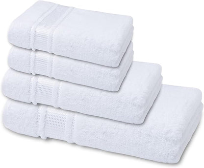 Melissa Linen 8 Piece Turkish Cotton Towel Set, 2 Bath Towel 28 x 55 Inches, 2 Hand Towel 20 x 35 Inches, 4 Fingertip Towel 12 x 18 Inches, White, Absorbent, Quick Dry, Durable and Soft Shower Towel